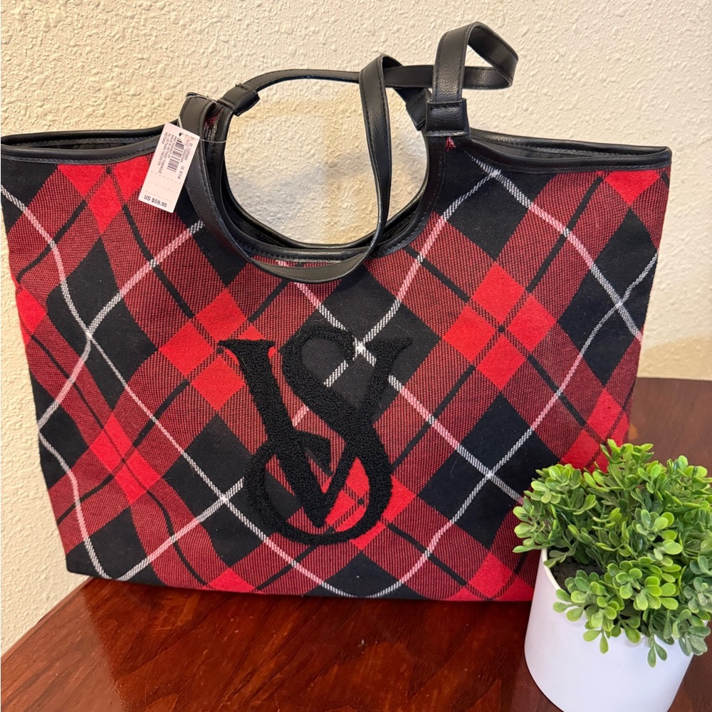 Victoria's Secret Plaid Tote in Red and Black